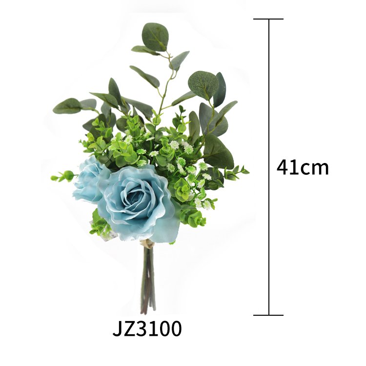 Wholesale 41cm Small Wild Bouquet Artificial Rose Eucalyptus Leaf Wreaths Plants Preserved Flowers & Decorative Wreaths