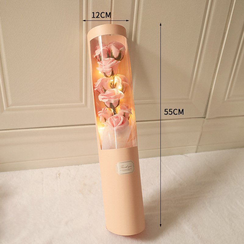 Valentine Day Gifts 2024 Mother Thanksgiving Day Preserved Artificial Eternal Flower with Led Light Soap Rose Flower Bouquet