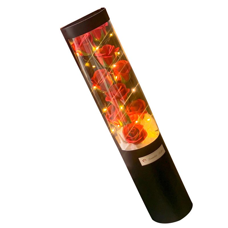 Valentine Day Gifts 2024 Mother Thanksgiving Day Preserved Artificial Eternal Flower with Led Light Soap Rose Flower Bouquet