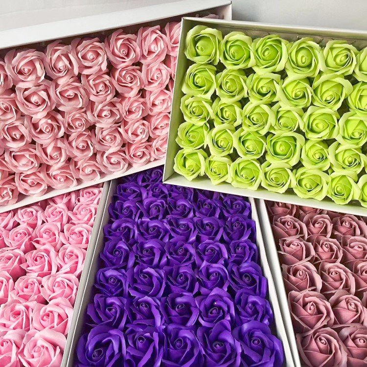 supplier rose soap flower gift box shaped multicolor preserved soap rose flower handmade gift Box