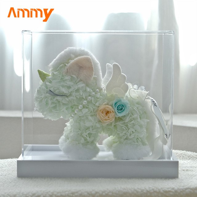 AM-PFE22B Ammy Valentine's Day gift Preserved Flowers Unicorn garden Acrylic gift box Eternal flower wings Unicorn Birthday gift