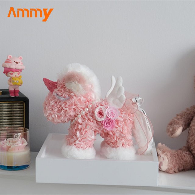 AM-PFE22B Ammy Valentine's Day gift Preserved Flowers Unicorn garden Acrylic gift box Eternal flower wings Unicorn Birthday gift