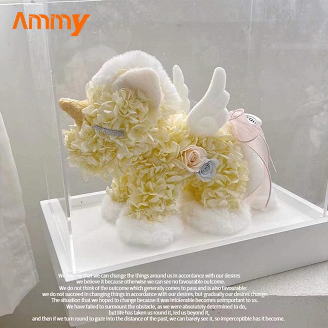 AM-PFE22B Ammy Valentine's Day gift Preserved Flowers Unicorn garden Acrylic gift box Eternal flower wings Unicorn Birthday gift