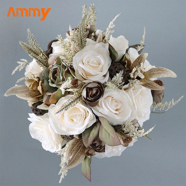 Ammy Vintage European bride holding flowers outdoor wedding photo props birthday party simulation bouquet wedding supplies