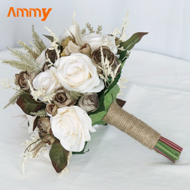 Ammy Vintage European bride holding flowers outdoor wedding photo props birthday party simulation bouquet wedding supplies