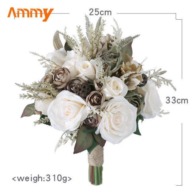 Ammy Vintage European bride holding flowers outdoor wedding photo props birthday party simulation bouquet wedding supplies