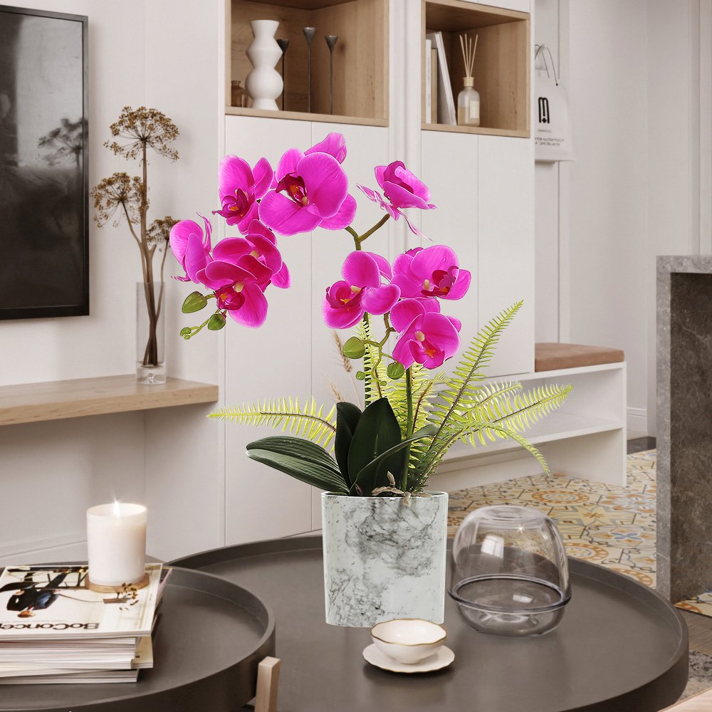 Real touch latex purple 7 heads artificial orchid flowers for home wedding decor