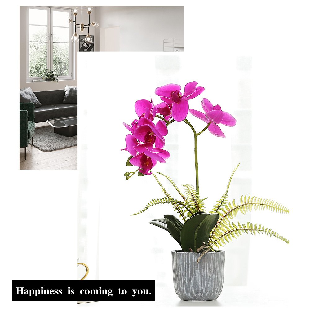 Real touch latex purple 7 heads artificial orchid flowers for home wedding decor