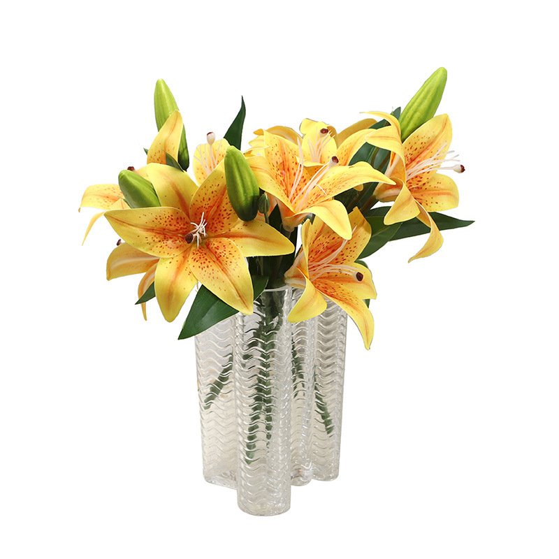 Artificial Lily Bouquet Holiday Party Gift Home Table Decoration Arrangement Flowers One Bunch of 3 Flowers