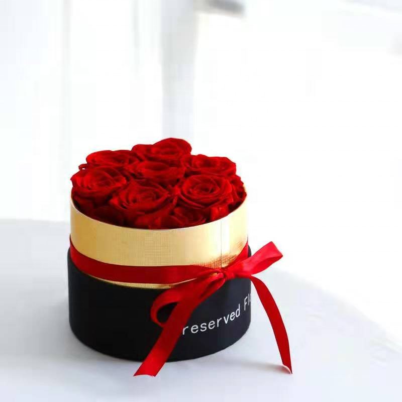 Wholesale preserved roses eternal flower fresh natural gold black round box preserved rose in box
