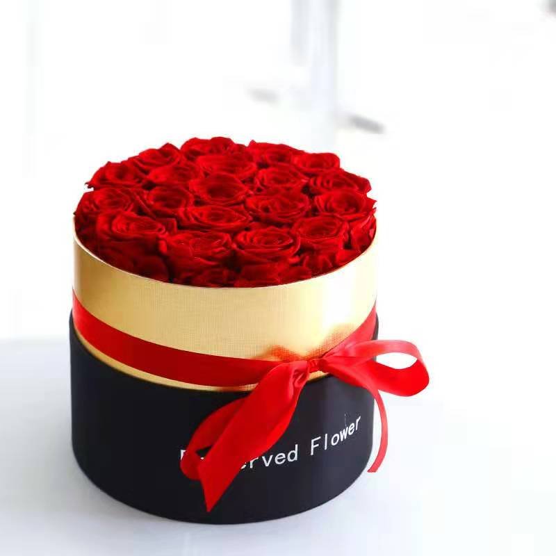 Wholesale preserved roses eternal flower fresh natural gold black round box preserved rose in box
