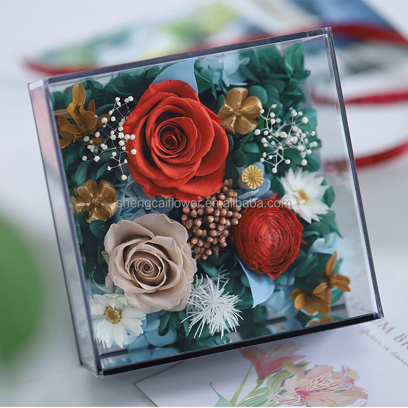 preserved roses box luxury Mothers day gifts valentines Day real natural eternal rose flower preserved roses in acrylic box