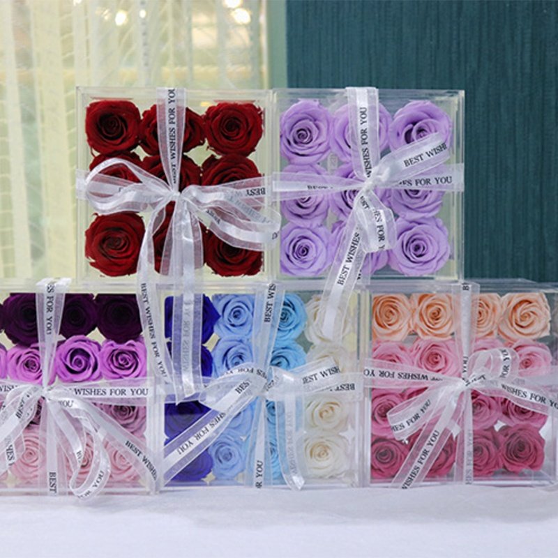 preserved roses box luxury Mothers day gifts valentines Day real natural eternal rose flower preserved roses in acrylic box