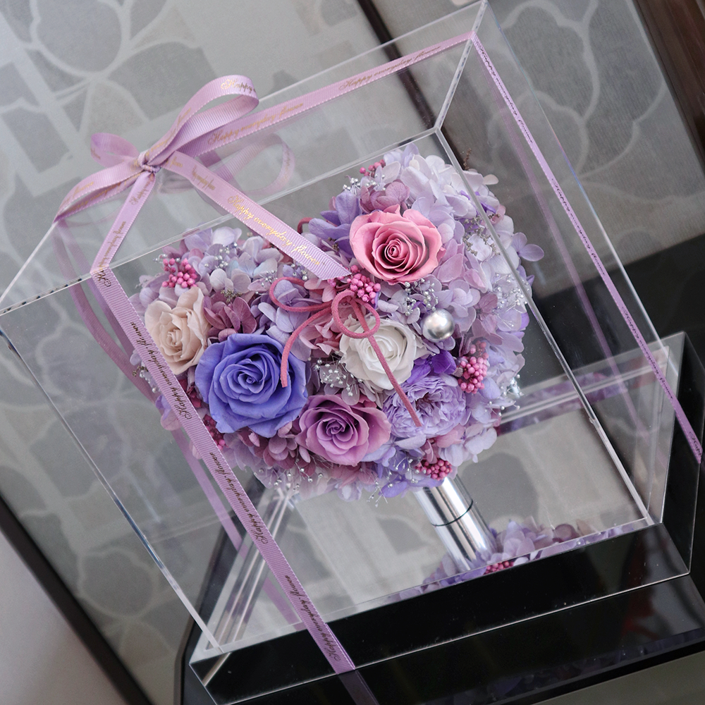 Wholesale Heart Hydrangea Preserved Roses Forever Roses Acrylic Box Eternal Flower Real Rose for Women