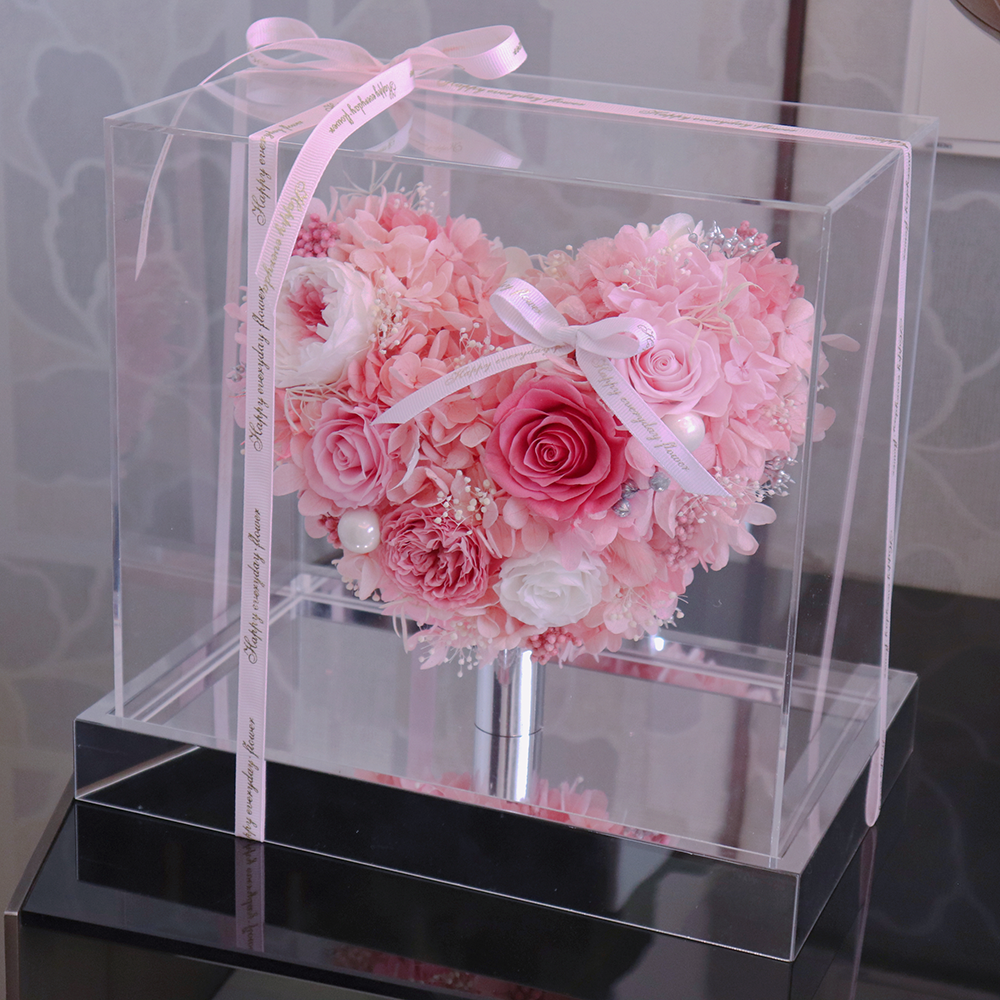 Wholesale Heart Hydrangea Preserved Roses Forever Roses Acrylic Box Eternal Flower Real Rose for Women