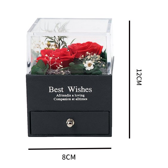 Preserved Flower Jewelry Cosmetic Gift Box New Year Valentine's Day Gift Factory Acrylic Preserved Flower Flower Box