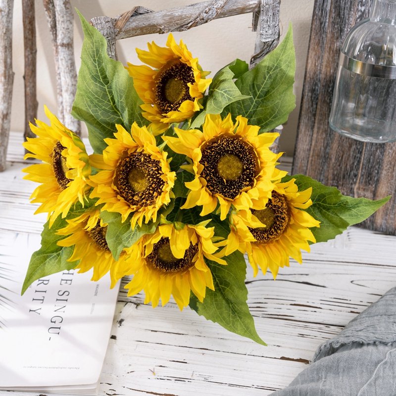 MW22100 Preserved Sunflower Flowers Artificial Bunch Wedding Bouquet Bridal Party Deco Flower Row Plant Decoration custom