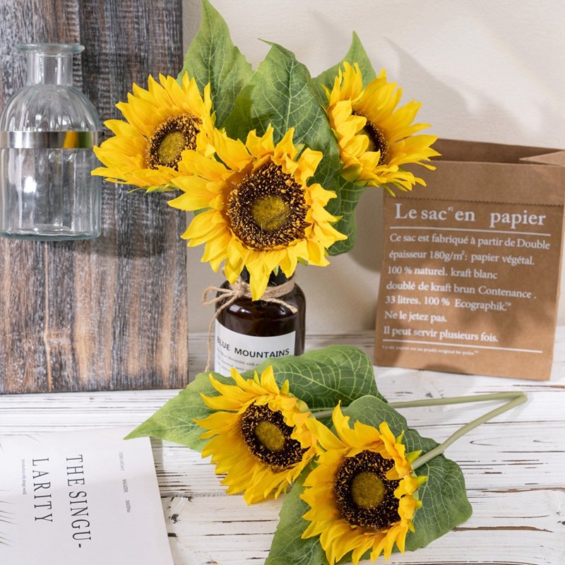 MW22100 Preserved Sunflower Flowers Artificial Bunch Wedding Bouquet Bridal Party Deco Flower Row Plant Decoration custom