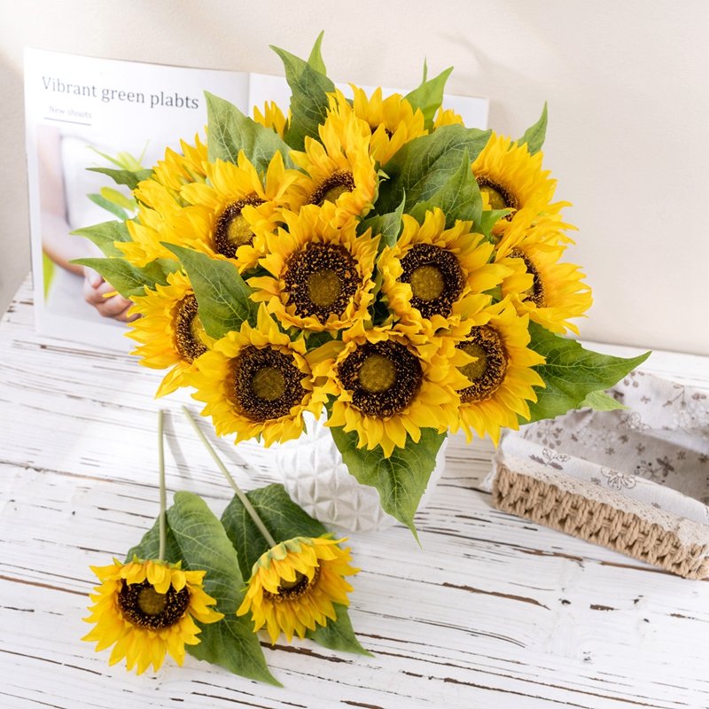 MW22100 Preserved Sunflower Flowers Artificial Bunch Wedding Bouquet Bridal Party Deco Flower Row Plant Decoration custom