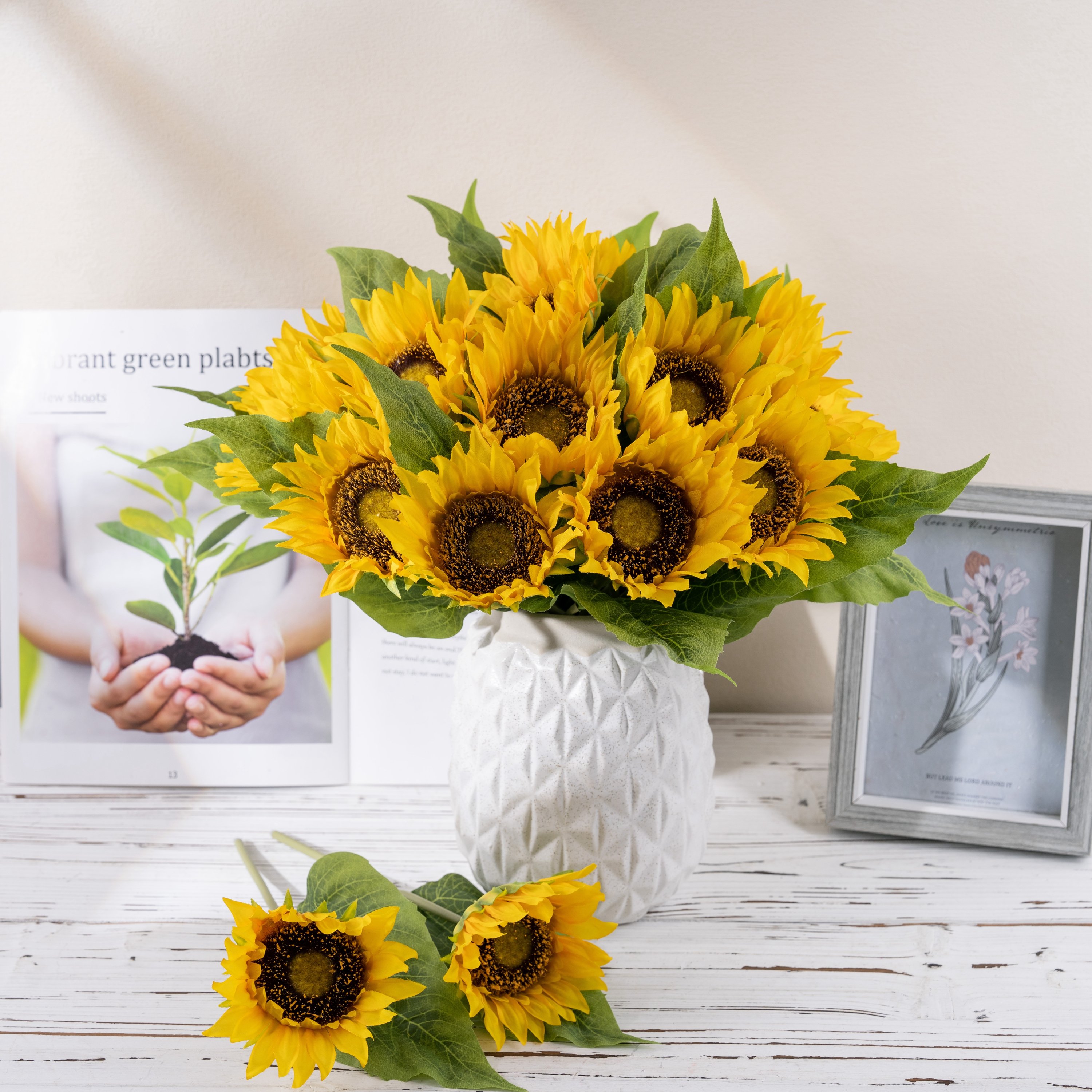 MW22100 Preserved Sunflower Flowers Artificial Bunch Wedding Bouquet Bridal Party Deco Flower Row Plant Decoration custom