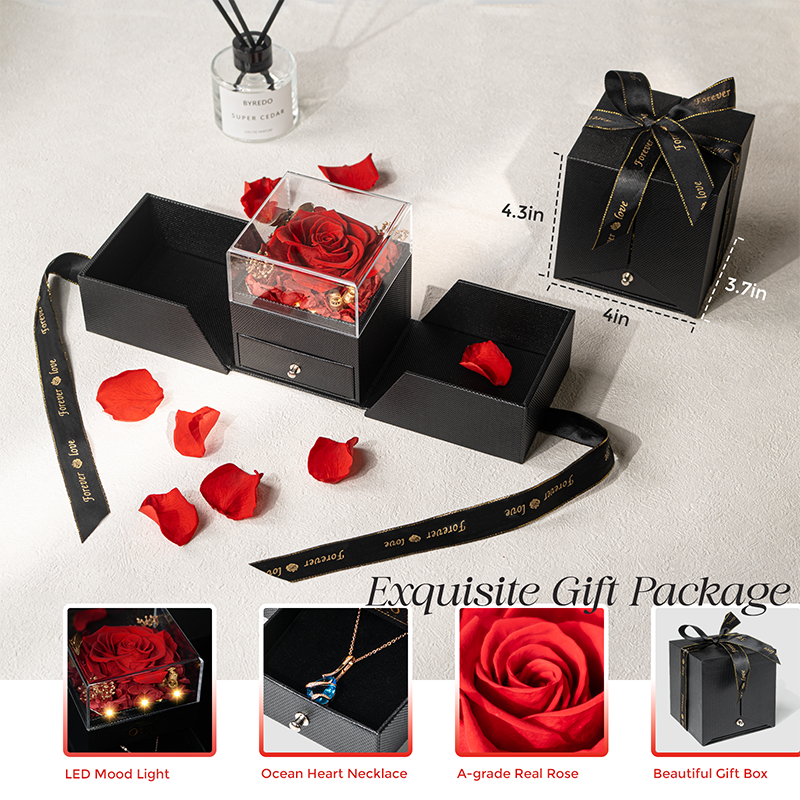 Wholesale Jewelry Gift Boxes Preserved Flower Head Red Eternal Rose For Women Mothers Day Valentines Day Decoration