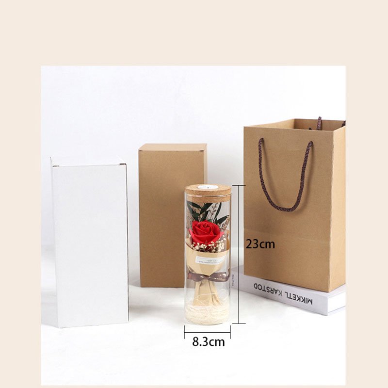 Sunflower Gypsophila Preserved Flowers Decoration Gift Dried Mini Flower Bouquet In Glass Bottle