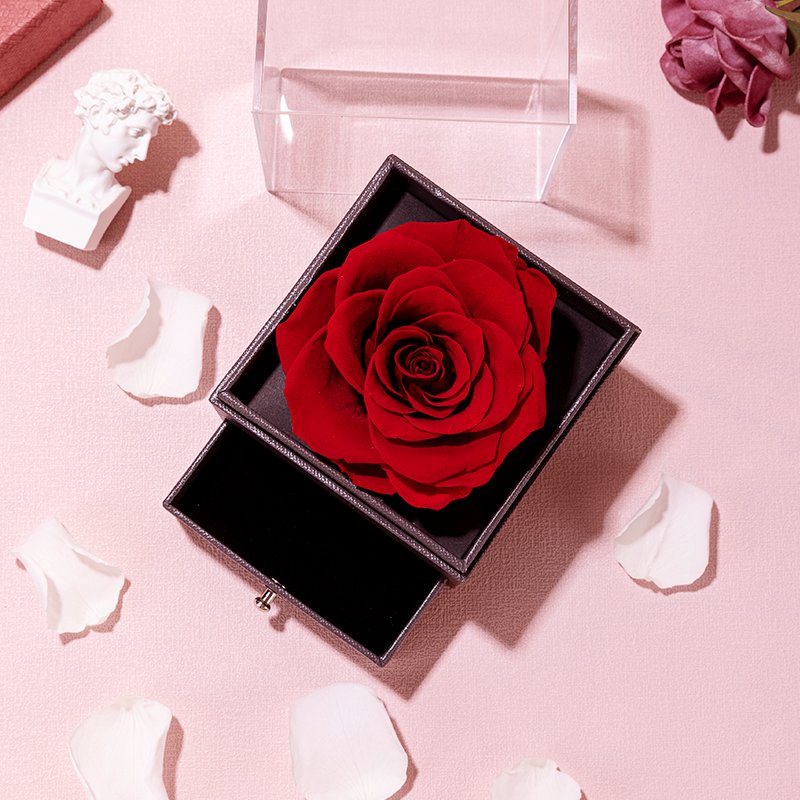 UO Luxury Valentine's Day Gift Set Red Rose Immortal Flower Jewelry Box With I Love You Necklace Preserved Flower