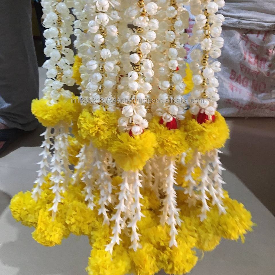 Artificial Marigold Jasmine Flower Garland Diwali Door String Home Decor Housewarming, Wedding, Party, Festive Backdrops Wreaths