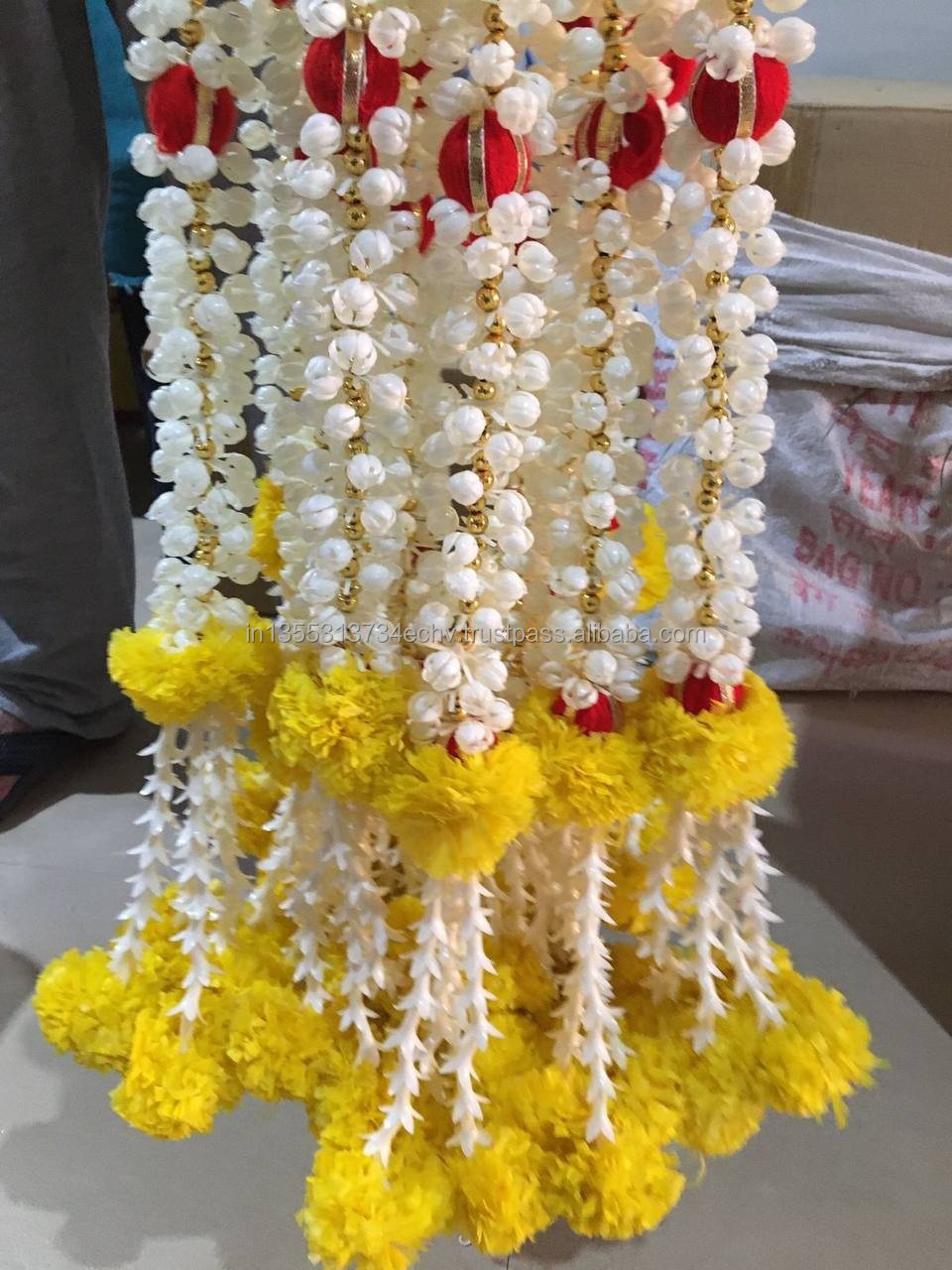 Artificial Marigold Jasmine Flower Garland Diwali Door String Home Decor Housewarming, Wedding, Party, Festive Backdrops Wreaths