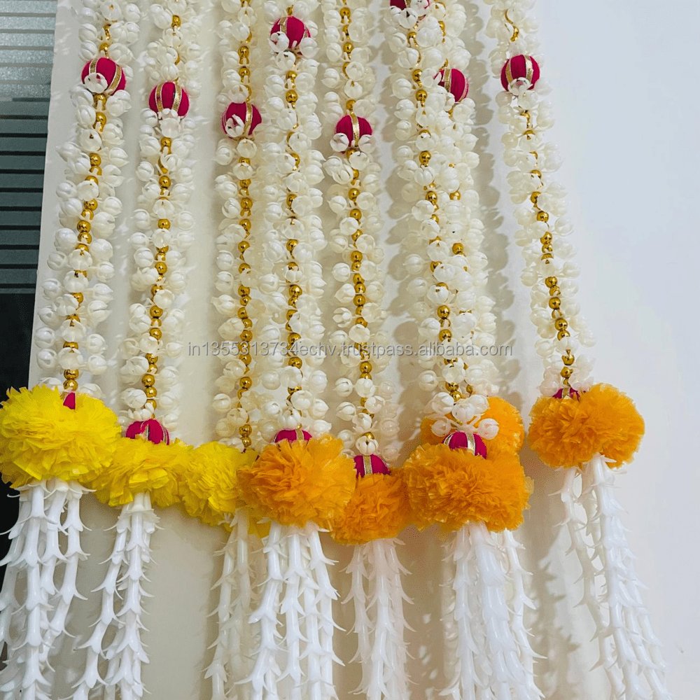 Artificial Marigold Jasmine Flower Garland Diwali Door String Home Decor Housewarming, Wedding, Party, Festive Backdrops Wreaths