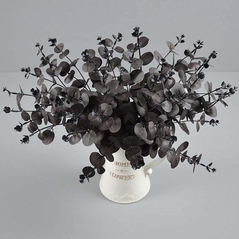 Factory Direct Artificial 16 Branches Eucalyptus Stem Minimalist Glossy Green Leaves Home Christmas Decoration DIY Bouquet