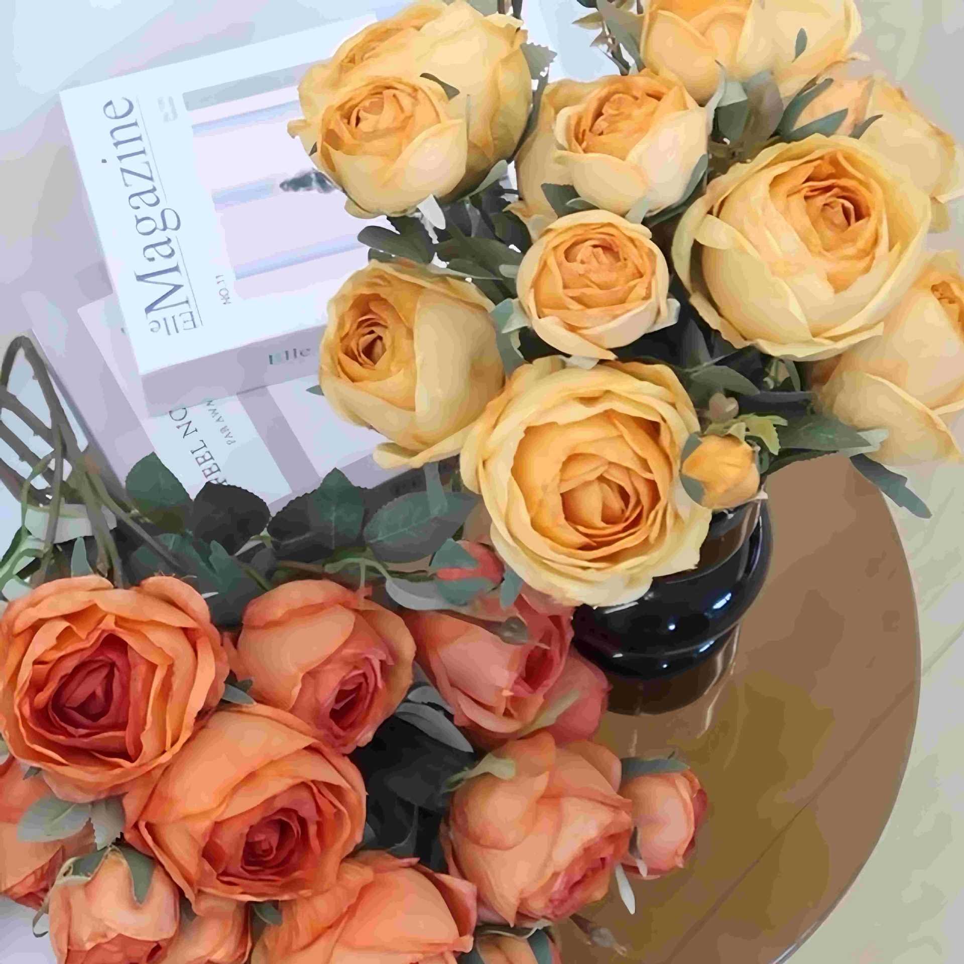 Wholesale Long Branch 4 Bulgarian Rose Artificial Flower Wedding Photography Set Props Flower For Home Weddings Decoration