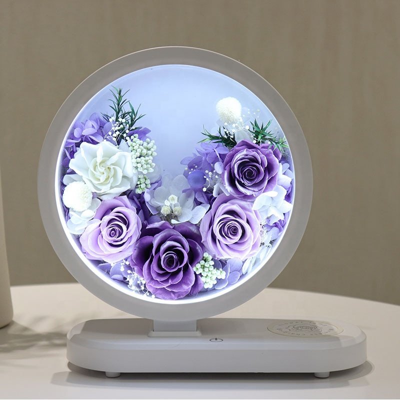 New Products Everlasting Rose Flower With Bluetooth and Charging Table Lamp Bedroom Bedside Decor Forever Preserved Real Rose