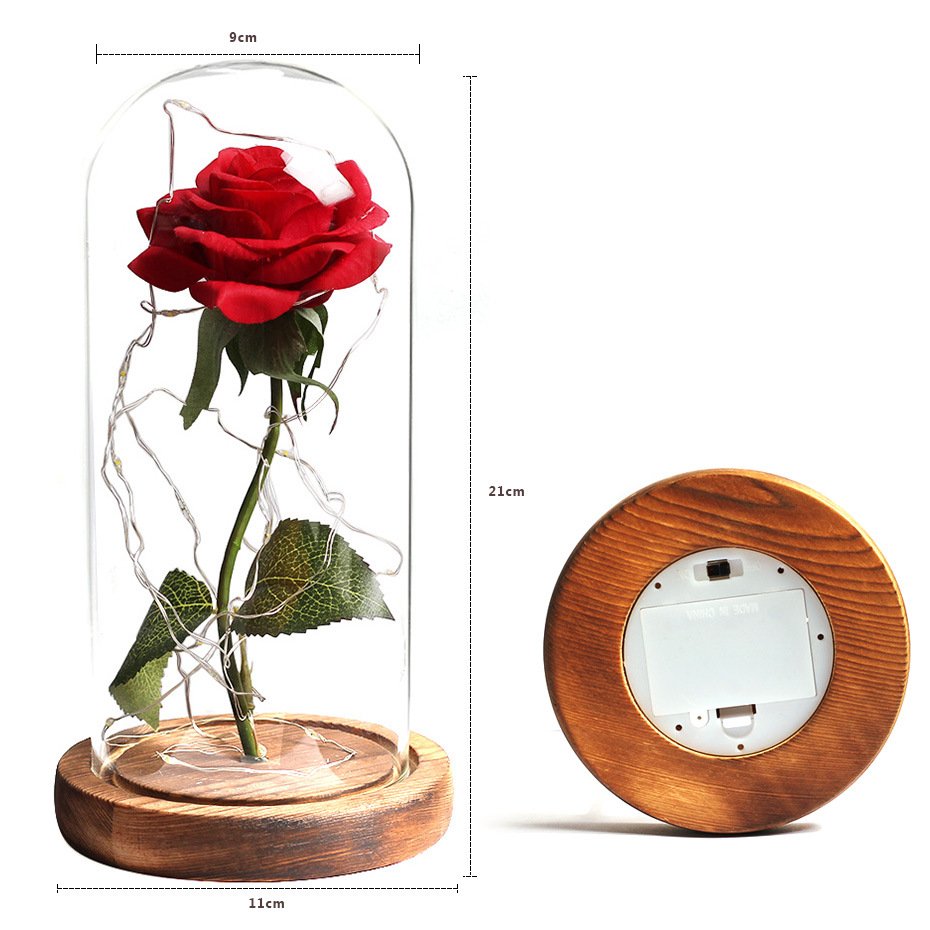BLH Beauty And The Beast Red Eternal Rose In Glass Dome for Valentine's Day Mothers' Day Christmas Gift