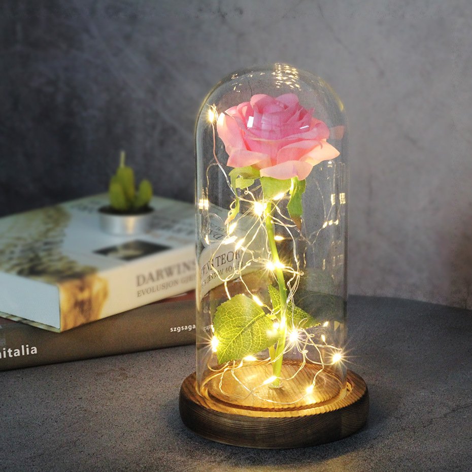BLH Beauty And The Beast Red Eternal Rose In Glass Dome for Valentine's Day Mothers' Day Christmas Gift