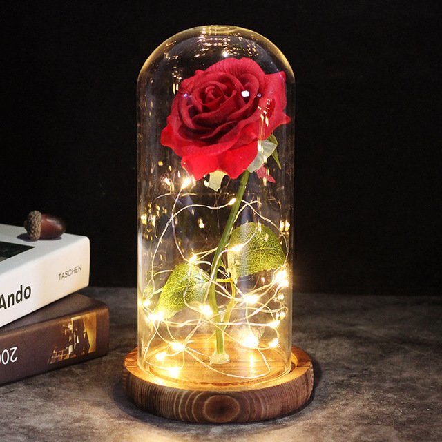 BLH Beauty And The Beast Red Eternal Rose In Glass Dome for Valentine's Day Mothers' Day Christmas Gift