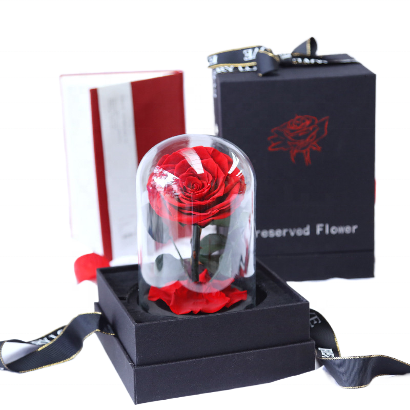 High Quality 7-8cm Preserved Rose in Glass Dome 42 Colors Forever Stabilized Eternal Roses for Christmas and Valentine's Day