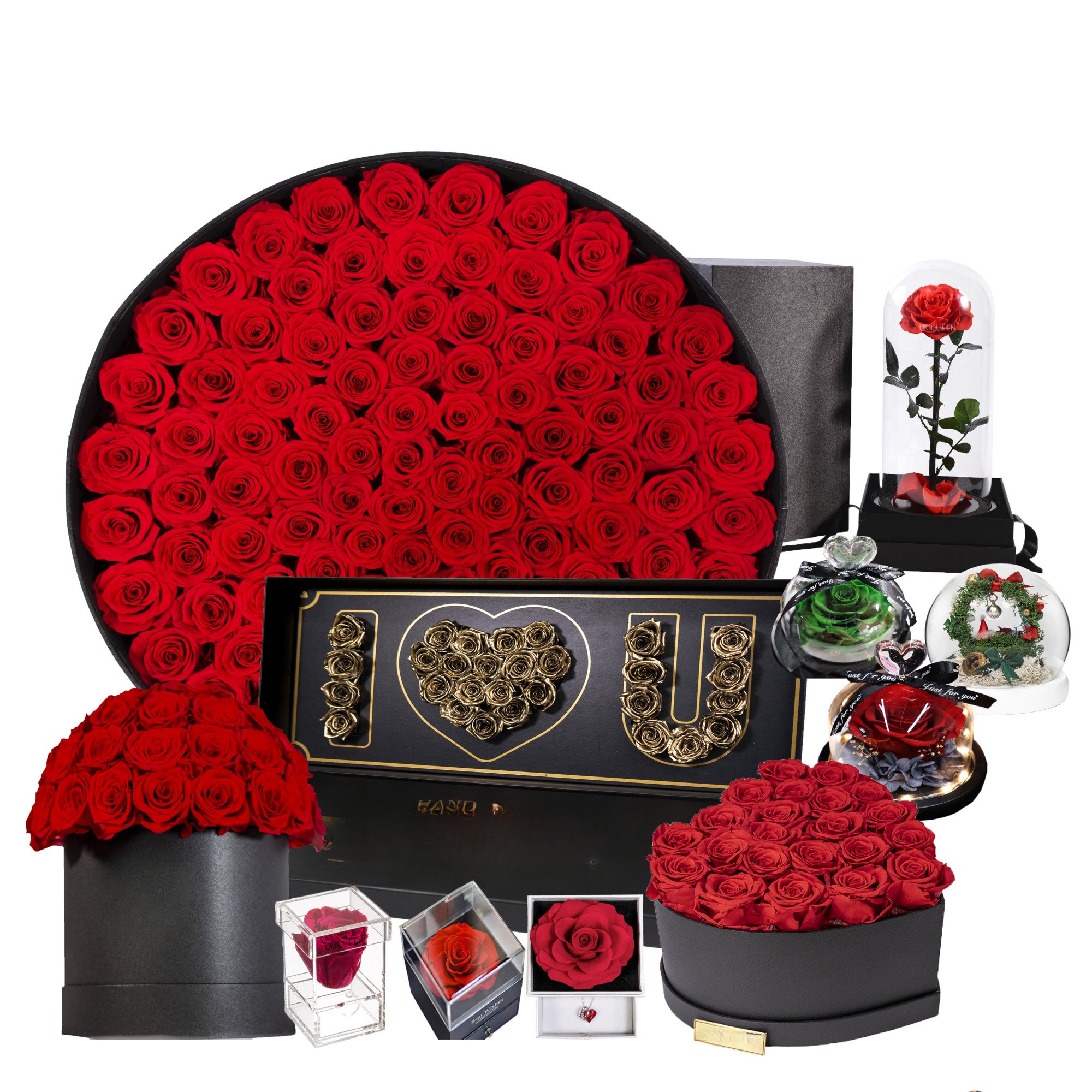 Rich Style Decorative Flowers Mother's Day Christmas Gift Immortal Infinity Eternal Forever Stabilized Preserved Roses Box