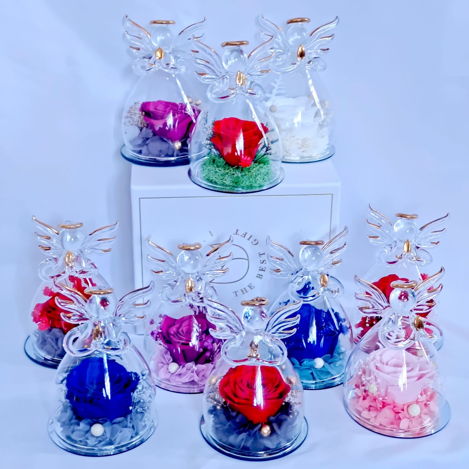 Wholesale Customized Good Quality Eternal Roses Rose Flower Angel Figurines Long-Lasting Flowers