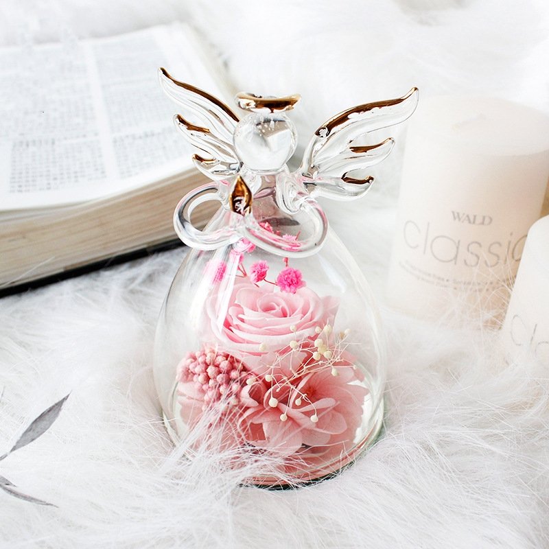 Wholesale Customized Good Quality Eternal Roses Rose Flower Angel Figurines Long-Lasting Flowers