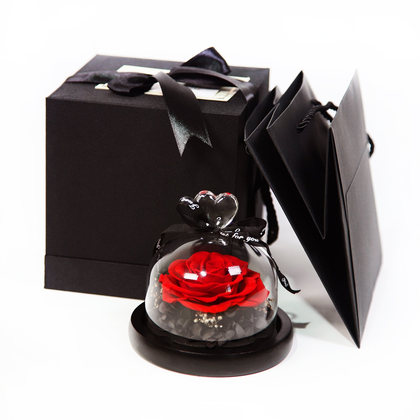 UKIQUEEN Wholesale Amazon Hot Sales Forever Flowers Long Life Preserved Eternal Rose in Glass Dome Gift Box