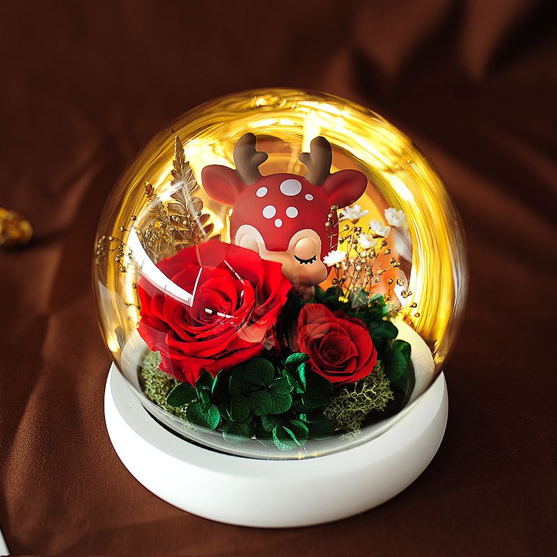 Valentine's Day Gifts Preserved Flower Glass Dome Eternal Flower Unicorn Glass Cover With Luxury Gift Box