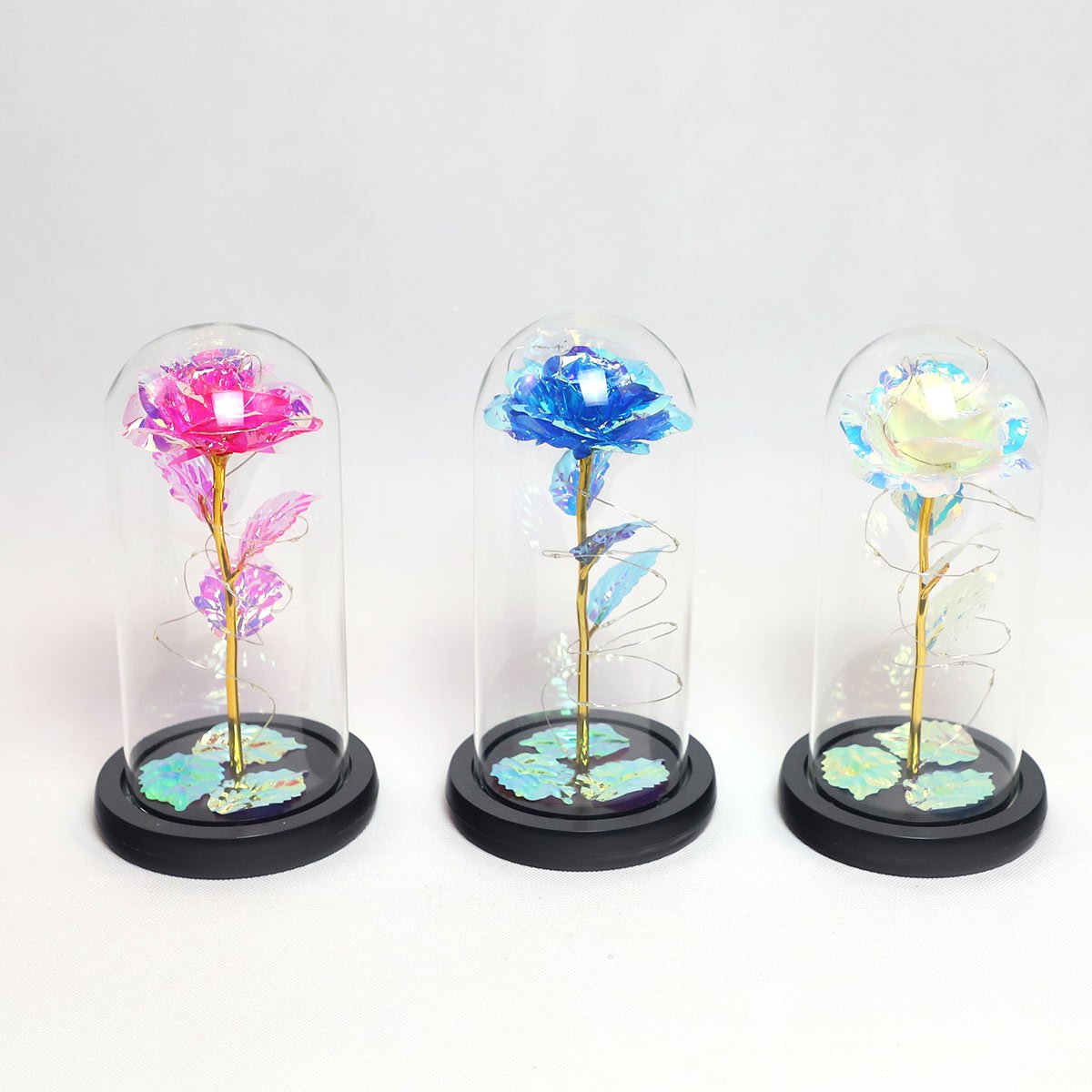 Wholesale Price Preserved Flower With Gift Box Butterfly Galaxy Rose In Glass Dome With Led Light