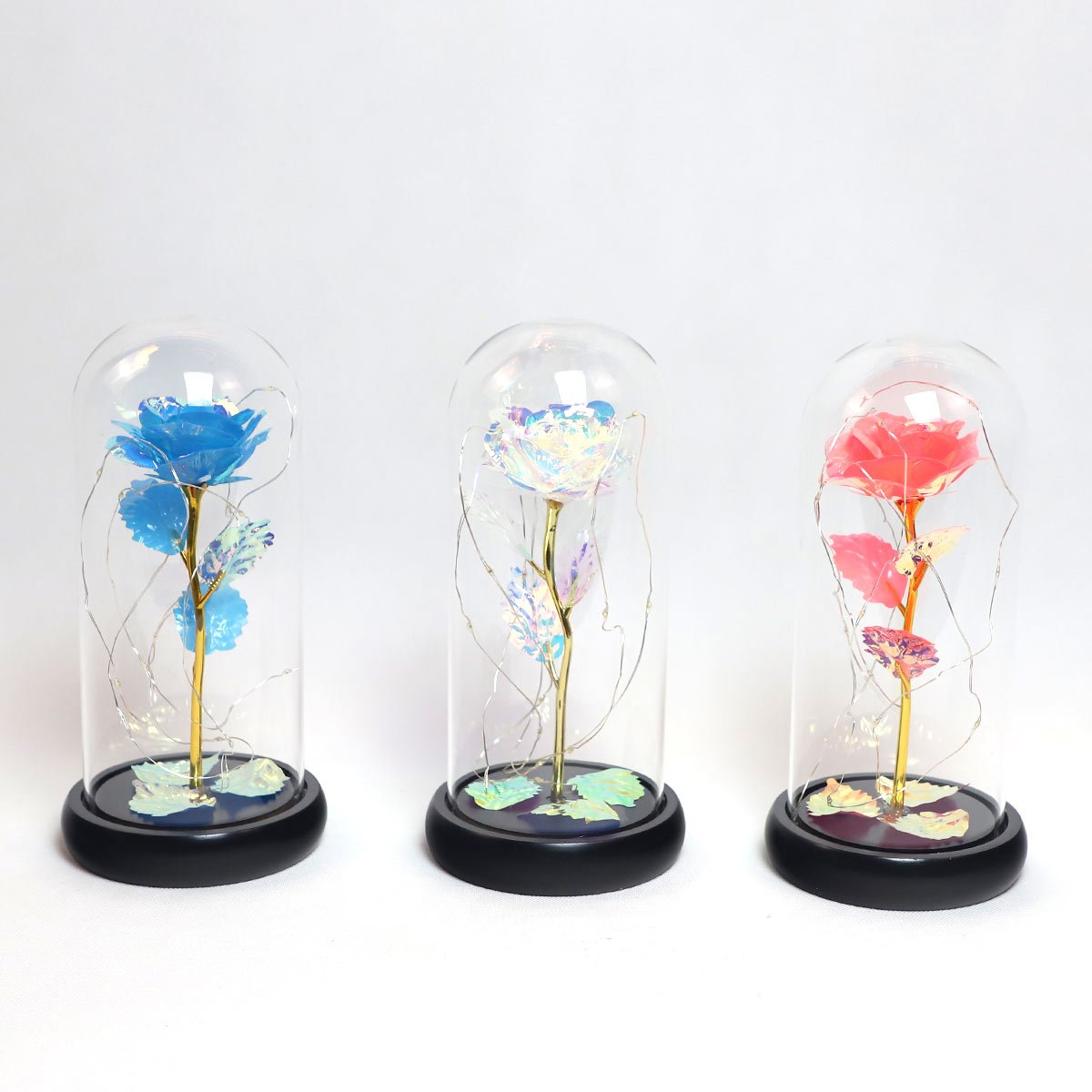 Wholesale Price Preserved Flower With Gift Box Butterfly Galaxy Rose In Glass Dome With Led Light
