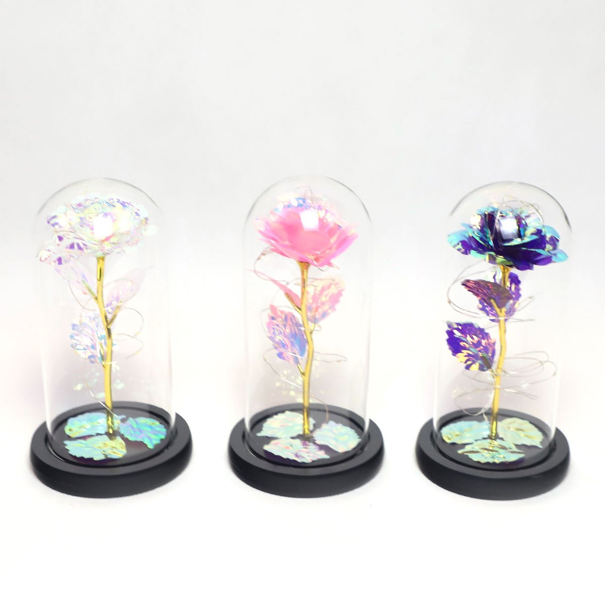 Wholesale Price Preserved Flower With Gift Box Butterfly Galaxy Rose In Glass Dome With Led Light