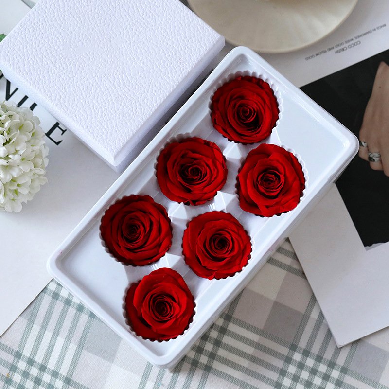 Preserved Rose Head Immortalized 4-6 Diameter Eternal Roses Christmas Mother's Day Gift Box