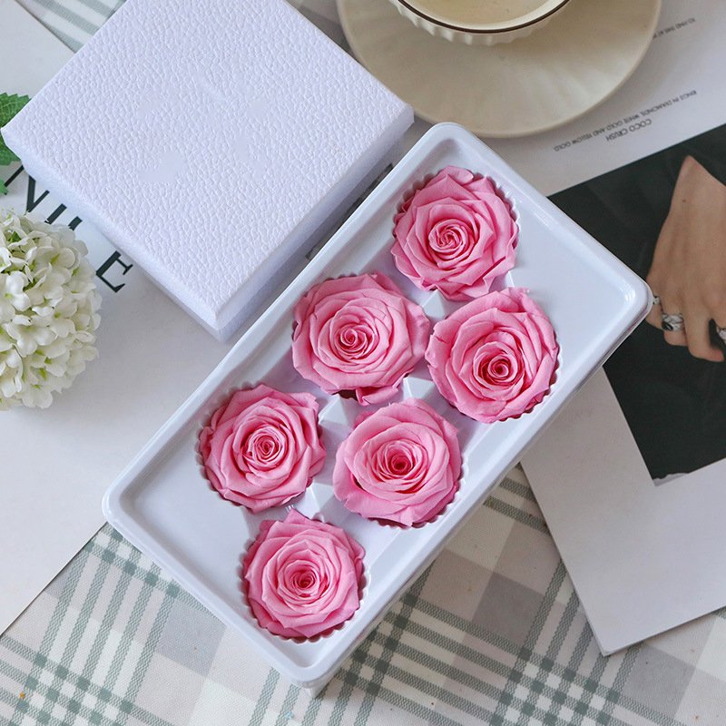 Preserved Rose Head Immortalized 4-6 Diameter Eternal Roses Christmas Mother's Day Gift Box