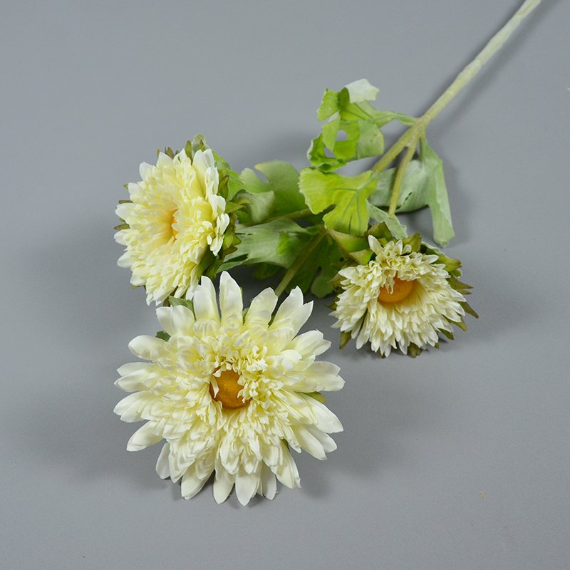 Wholesales Artificial 3 Heads Sun Chrysanthemum Single Stem Faux Silk Gerbera Sun Chrysanthemum Flowers For DIY Decorations