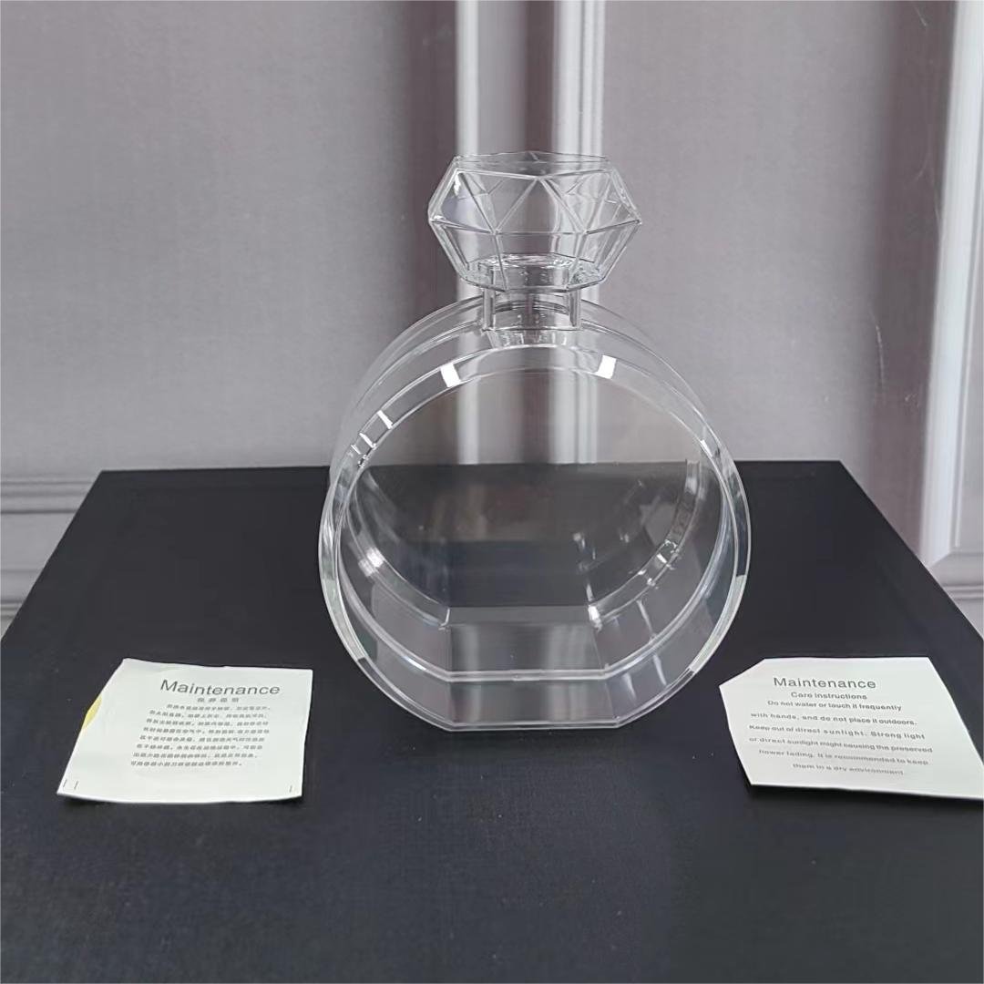 Perfume Bottle Style Rose Box for Eternal Preserved Flower Rose Acrylic Gift Box Preserved Rose Container Box