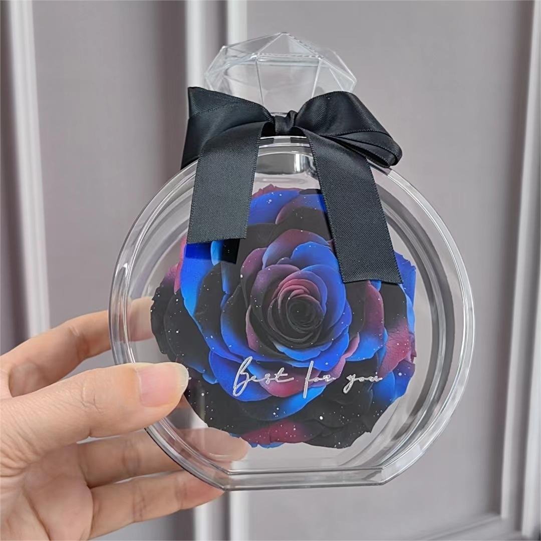Perfume Bottle Style Rose Box for Eternal Preserved Flower Rose Acrylic Gift Box Preserved Rose Container Box
